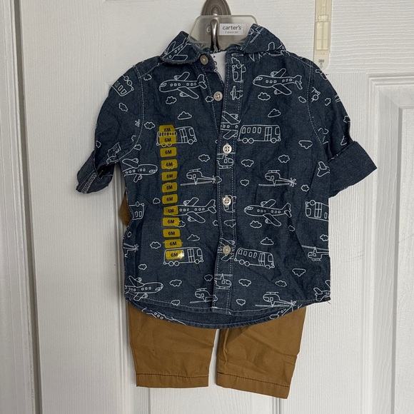 Carter's Other - Carter's Navy Airplane Shirt and Tan Pants 2-piece Set